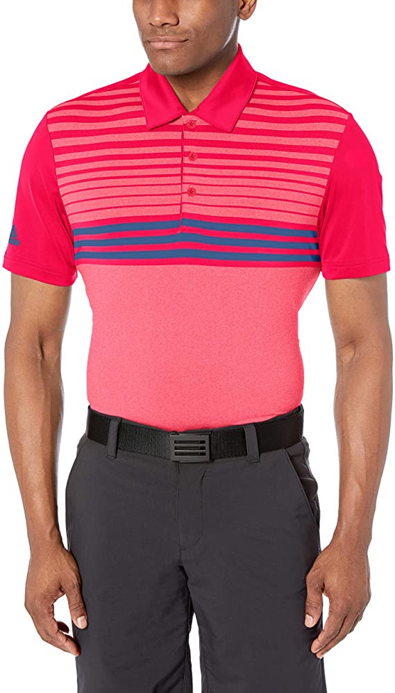 Mens Adidas Ultimate 3 Stripe Heather Gradient Golf Polo Shirts