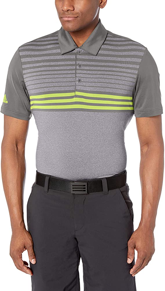 Adidas Mens Ultimate 3 Stripe Heather Gradient Golf Polo Shirts