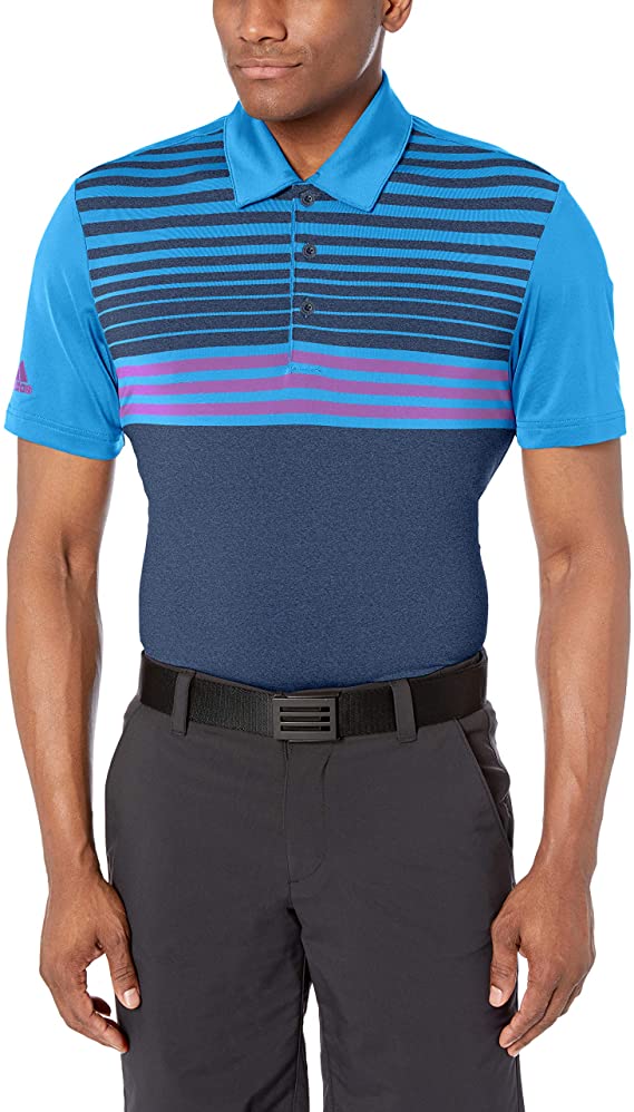 Adidas Mens Ultimate 3 Stripe Heather Gradient Golf Polo Shirts