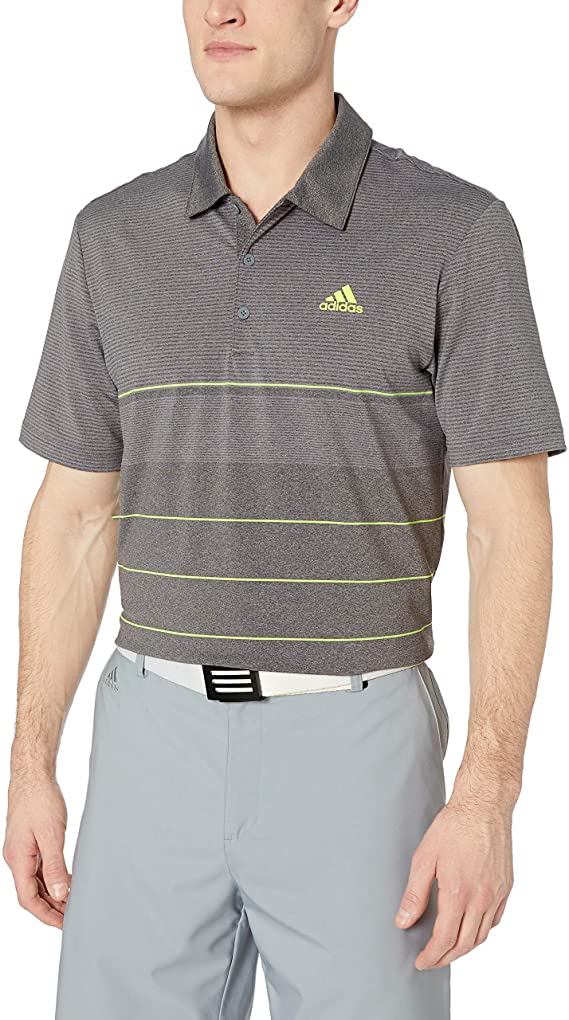 Mens Adidas Ultimate Heather Gradient Stripe Golf Polo Shirts