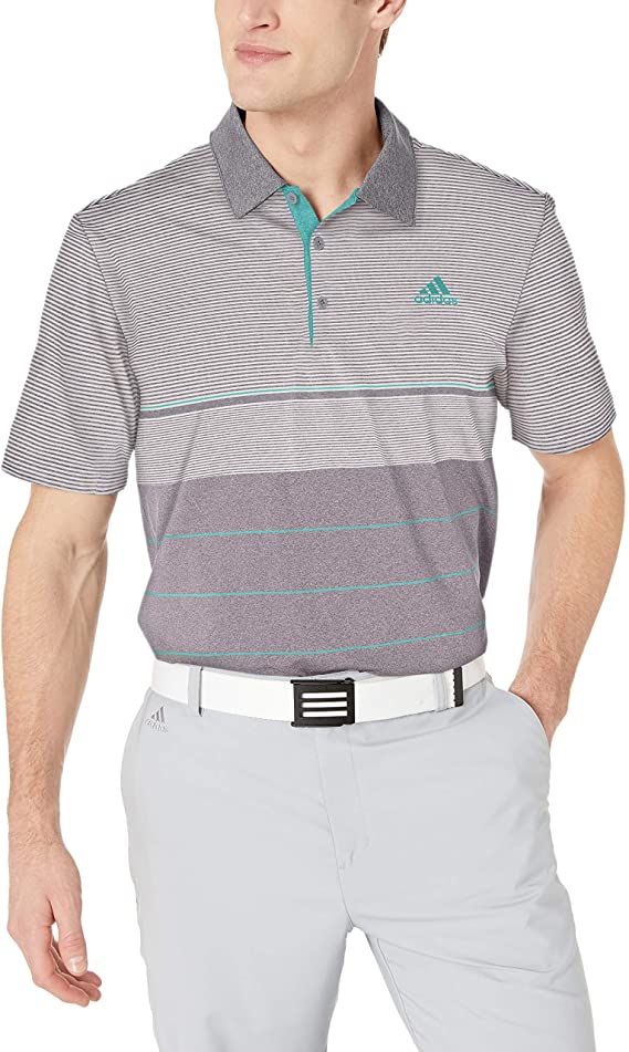 Adidas Mens Ultimate Heather Gradient Stripe Golf Polo Shirts