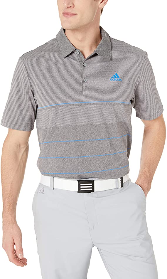Adidas Mens Ultimate Heather Gradient Stripe Golf Polo Shirts