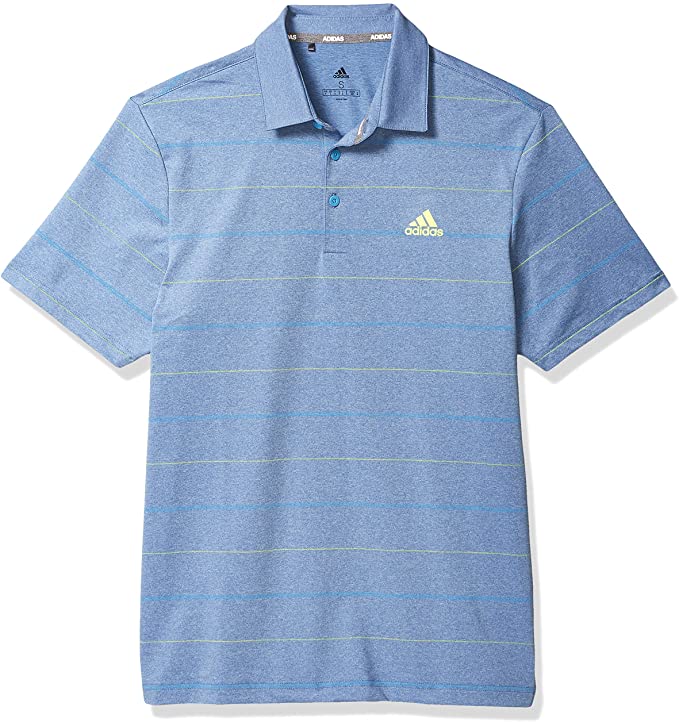 Mens Adidas Ultimate365 Heathered Stripe Golf Polo Shirts