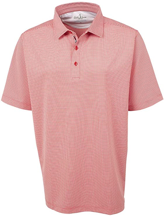 Bobby Jones Mens XH20 Grid Jacquard Performance Golf Polo Shirts