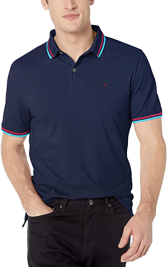 Calvin Klein Mens Pique Cotton Golf Polo Shirts