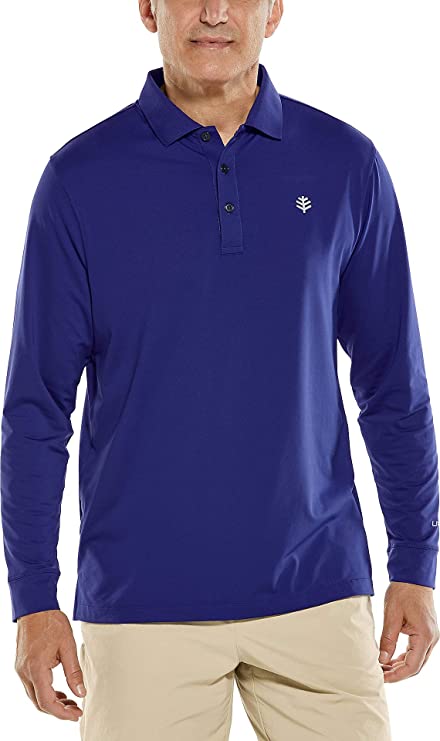 Mens Coolibar UPF 50+ Erodym Long Sleeve Golf Polo Shirts