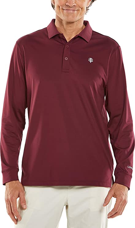 Coolibar Mens UPF 50+ Erodym Long Sleeve Golf Polo Shirts