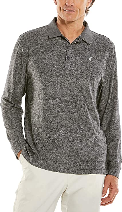 Coolibar Mens UPF 50+ Erodym Long Sleeve Golf Polo Shirts