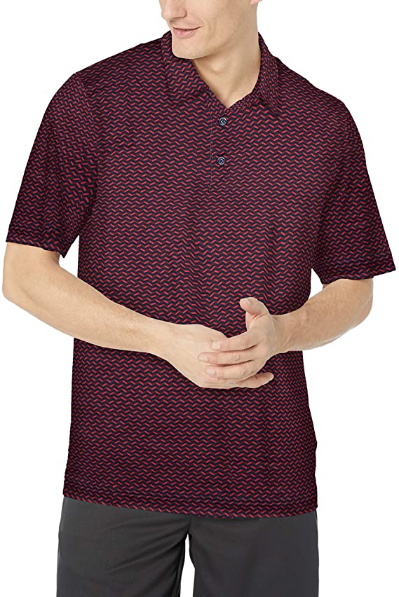 Cutter & Buck Mens Drytec UPF 50+ Pike Herringbone Print Golf Polo Shirts