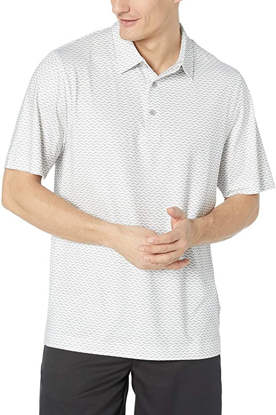 Cutter & Buck Mens Drytec UPF 50+ Pike Herringbone Print Golf Polo Shirts