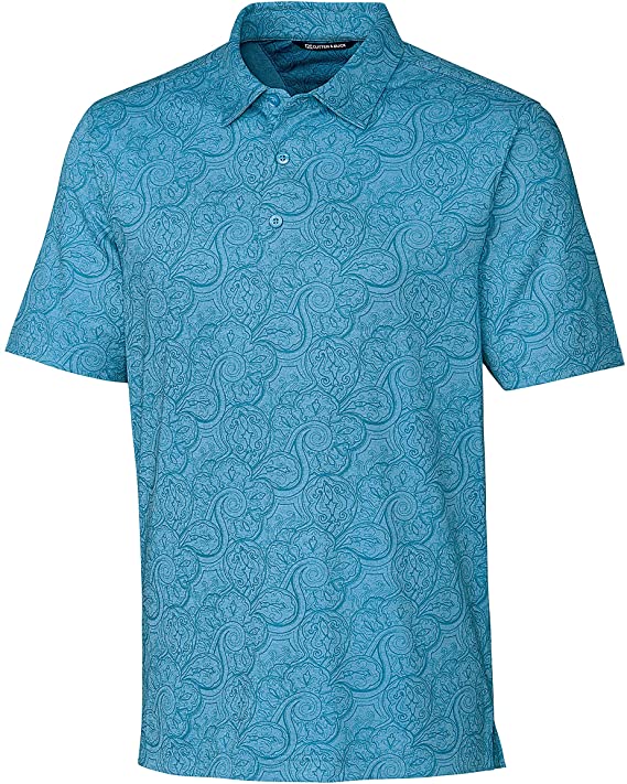 Mens Cutter & Buck Forge Paisley Heather Print Golf Polo Shirts