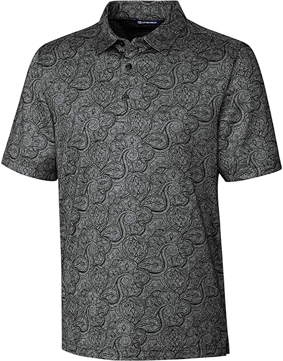 Cutter & Buck Mens Forge Paisley Heather Print Golf Polo Shirts