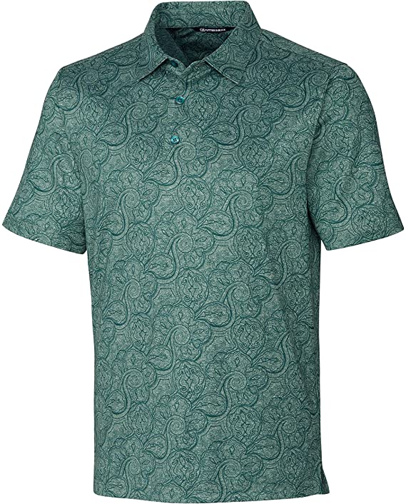 Cutter & Buck Mens Forge Paisley Heather Print Golf Polo Shirts