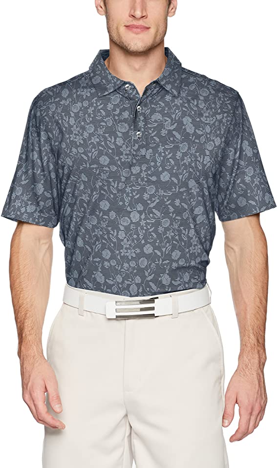 Cutter & Buck Mens Moisture Wicking Drytec UPF 50+ Print Jersey Golf Polo Shirts