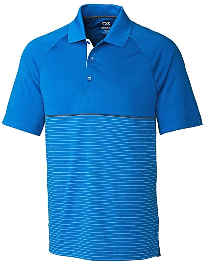 Mens Cutter & Buck Moisture Wicking Hybrid Junction Stripe Golf Polo Shirts
