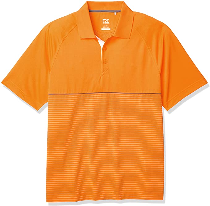 Cutter & Buck Mens Moisture Wicking Hybrid Junction Stripe Golf Polo Shirts