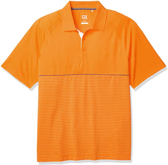 Cutter & Buck Mens Moisture Wicking Hybrid Junction Stripe Golf Polo Shirts