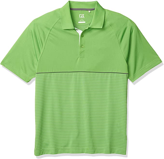 Cutter & Buck Mens Moisture Wicking Hybrid Junction Stripe Golf Polo Shirts