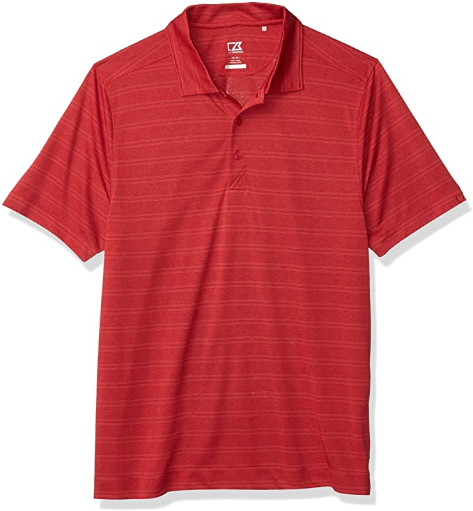 Mens Cutter & Buck Moisture Wicking Melange Stripe Interbay Golf Polo Shirts