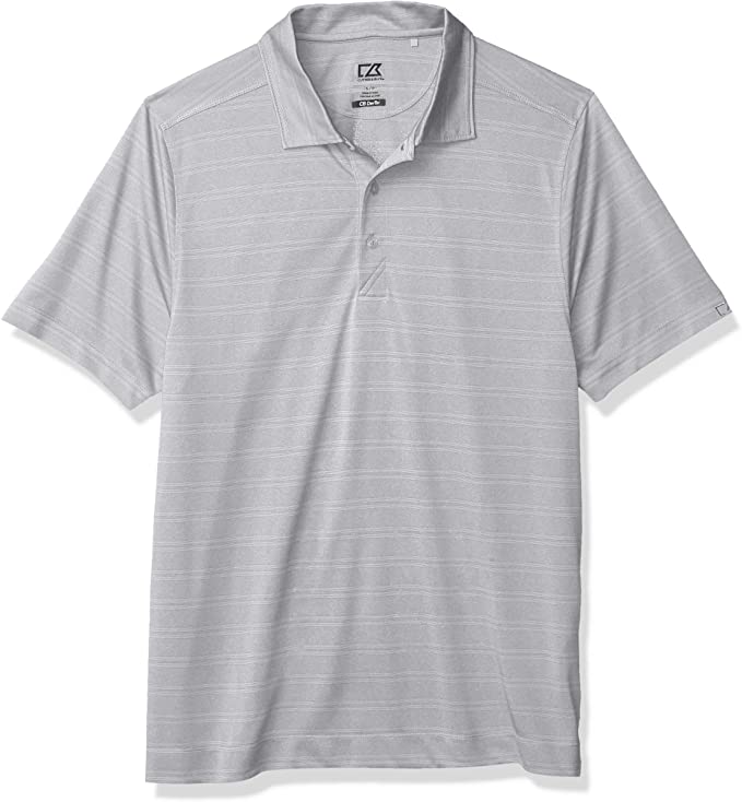 Cutter & Buck Mens Moisture Wicking Melange Stripe Interbay Golf Polo Shirts