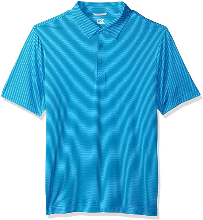 Cutter & Buck Mens Moisture Wicking Pinstripe Prevail Golf Polo Shirts