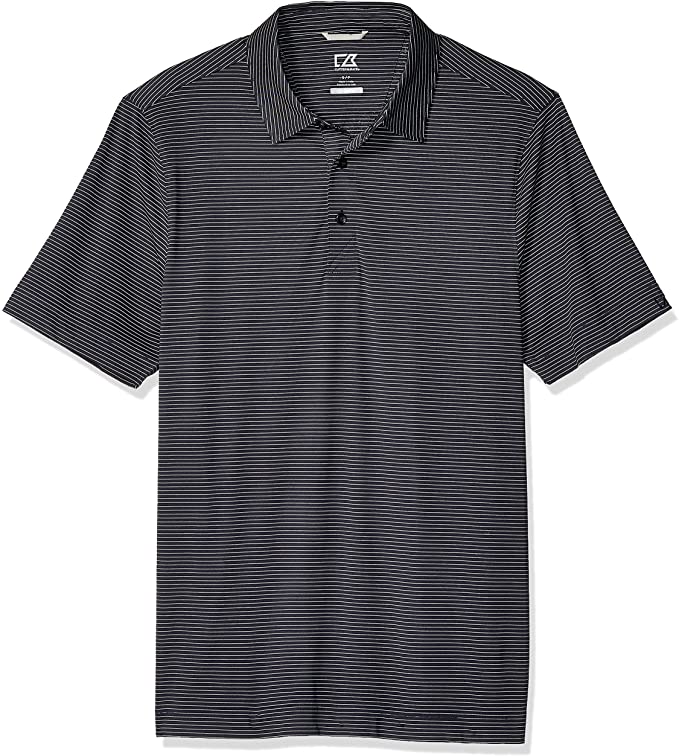 Cutter & Buck Mens Moisture Wicking Pinstripe Prevail Golf Polo Shirts