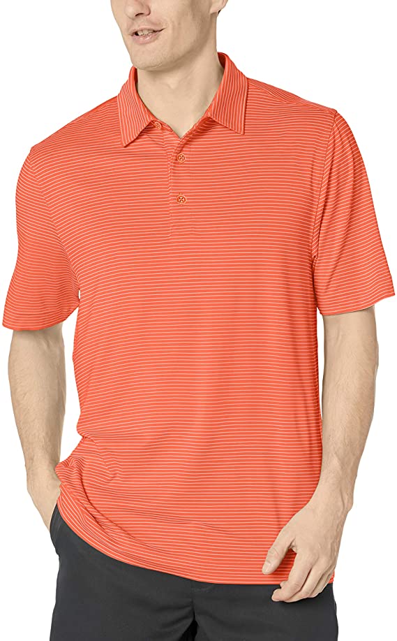 Mens Cutter & Buck Moisture Wicking UPF Drytec Forge Pencil Stripe Golf Polo Shirts