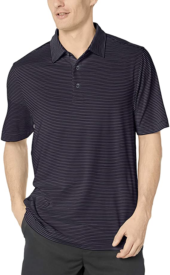 Cutter & Buck Mens Moisture Wicking UPF Drytec Forge Pencil Stripe Golf Polo Shirts