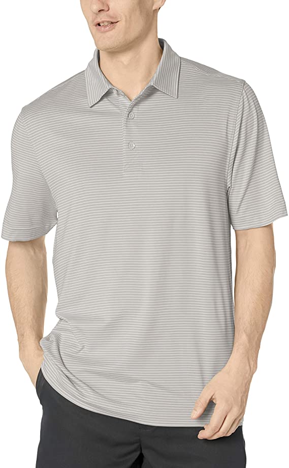 Cutter & Buck Mens Moisture Wicking UPF Drytec Forge Pencil Stripe Golf Polo Shirts