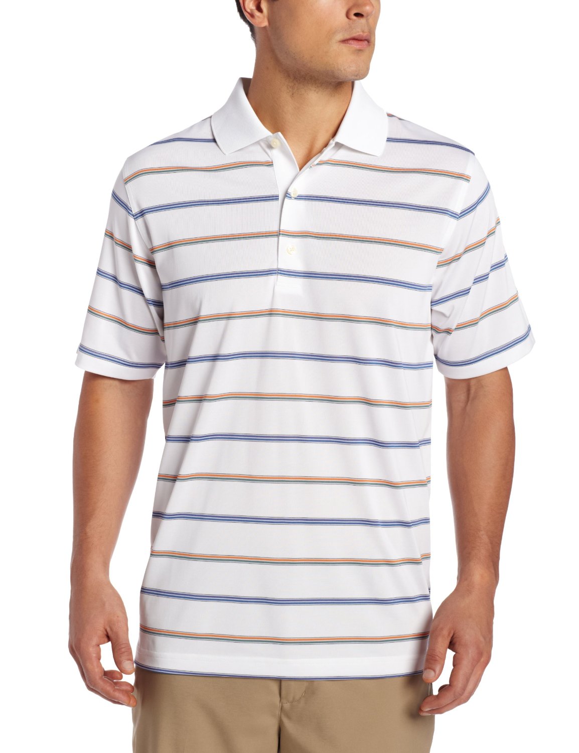 Mens Greg Norman Multi Stripe Golf Polo Shirts