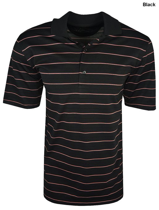 Mens Greg Norman Performance Play Dry Jersey Stripe Golf Polo Shirts