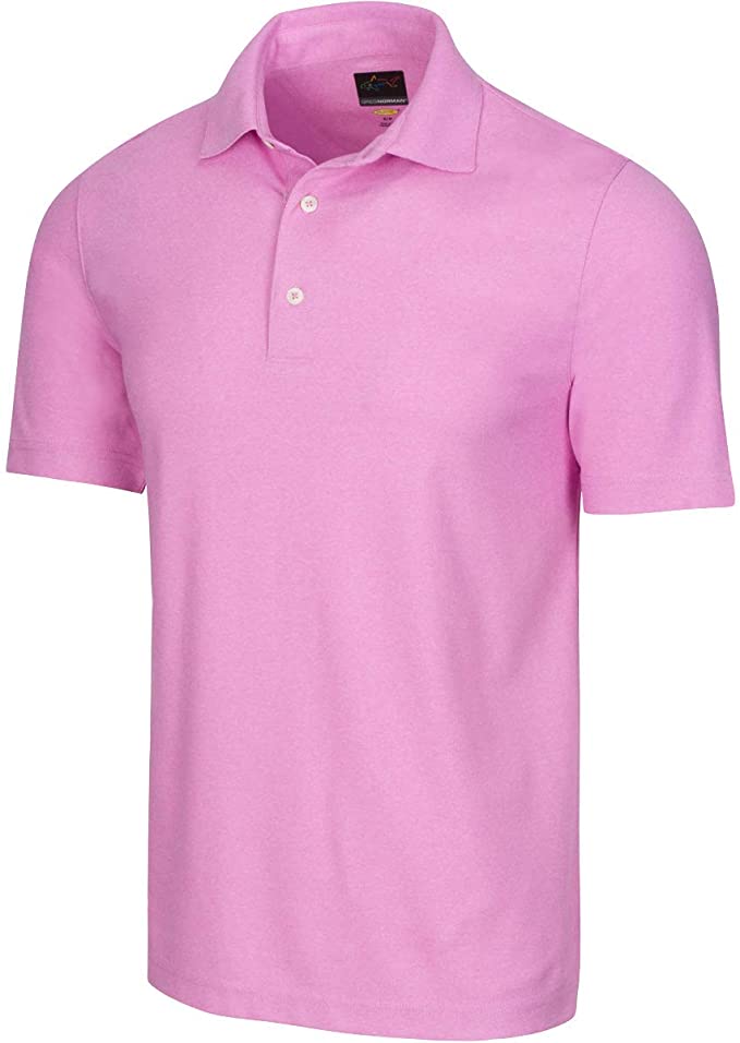 Mens Greg Norman ProTek Heathered Micro Pique Golf Polo Shirts