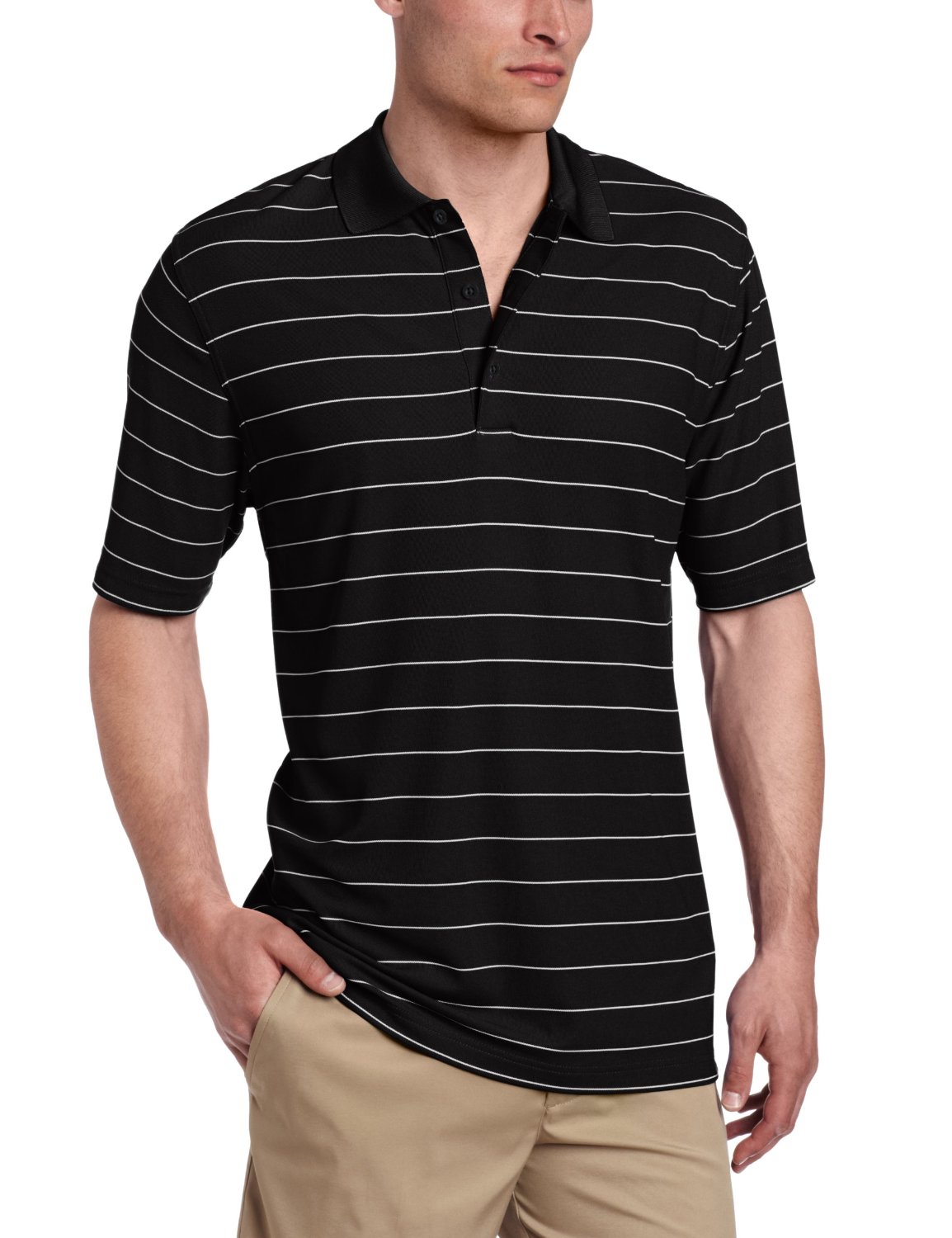 Greg Norman Mens ProTek Micro Pique Fine Stripe Polo Shirts