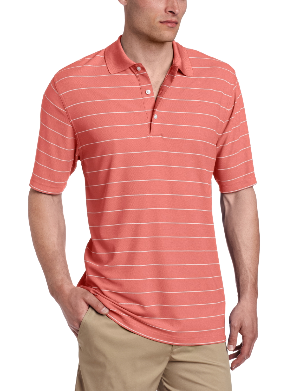 Greg Norman ProTek Micro Pique Fine Stripe Golf Polo Shirts
