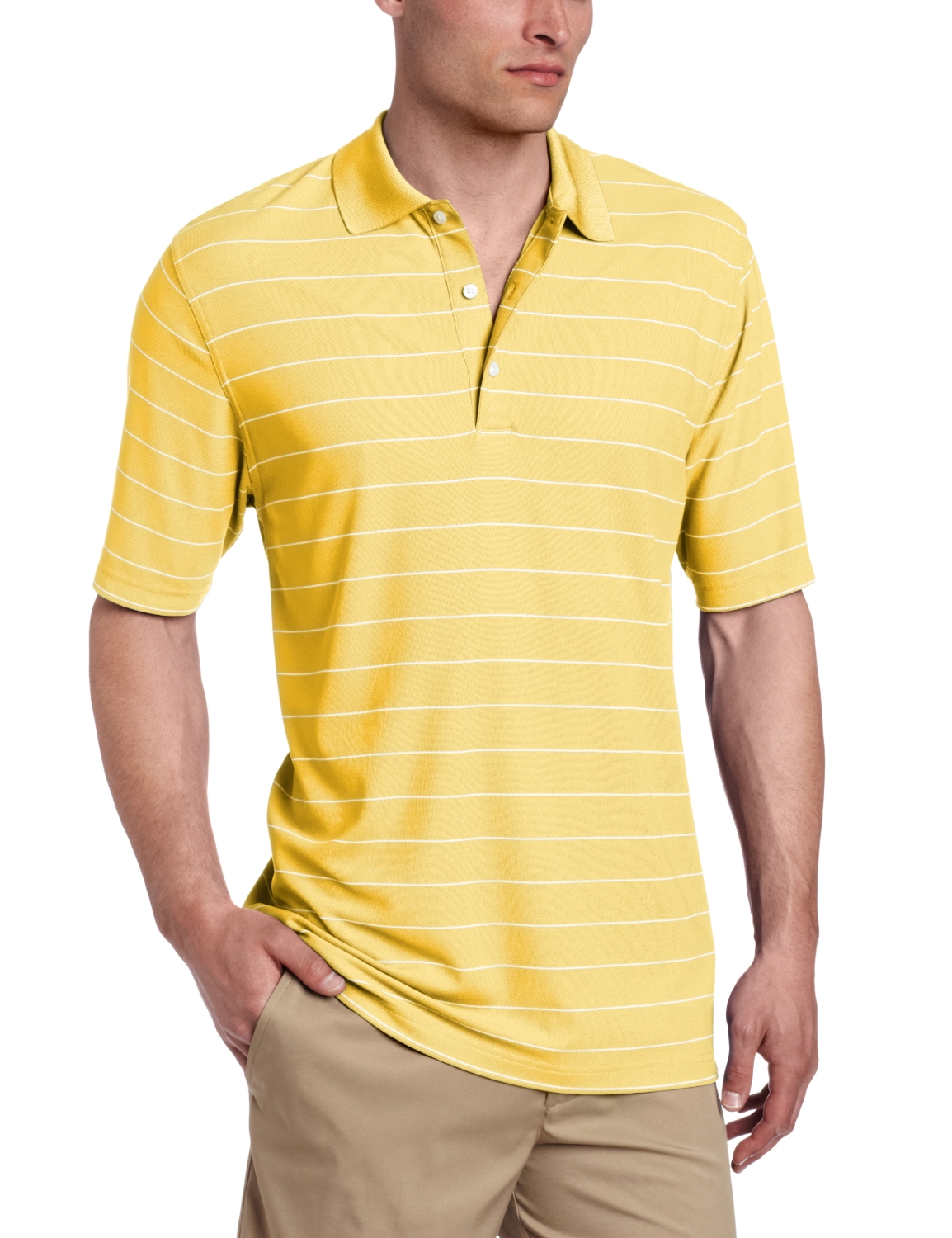 Mens ProTek Micro Pique Fine Stripe Golf Polo Shirts