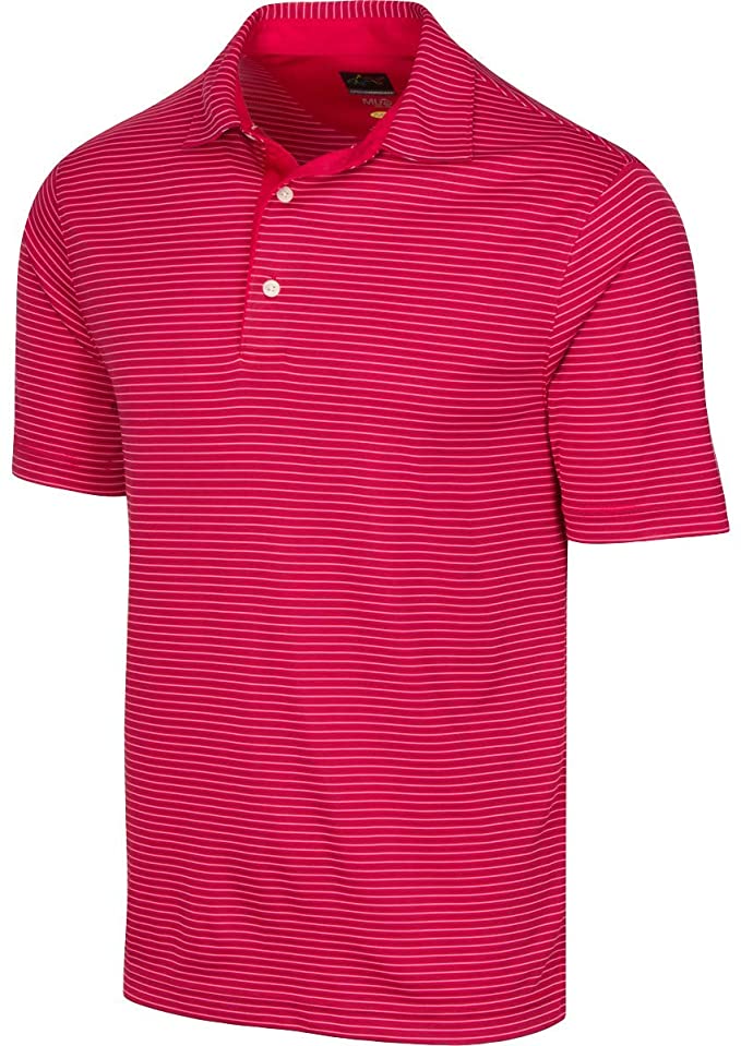 Greg Norman Mens ProTek Microlux Stripe Golf Polo Shirts