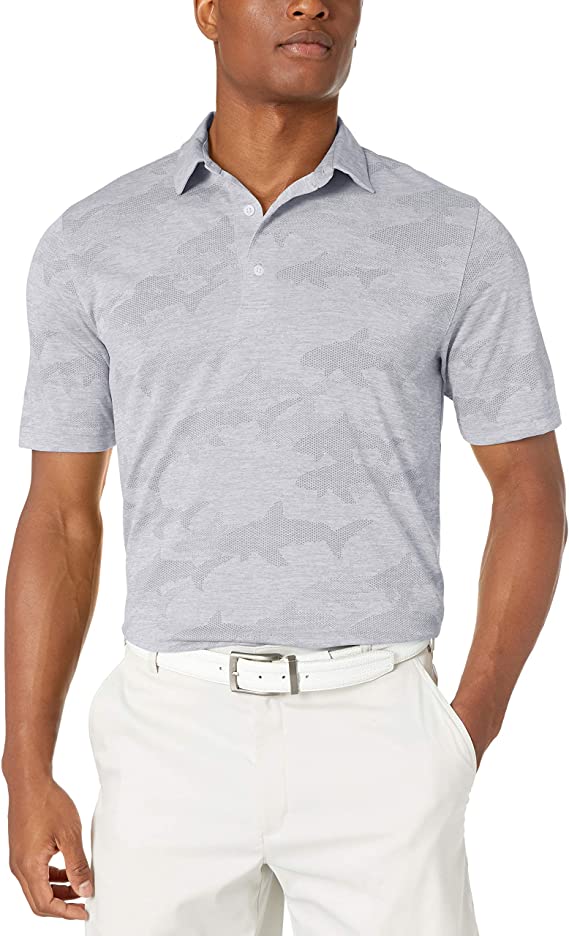 Mens Greg Norman Shark Jacquard Golf Polo Shirts