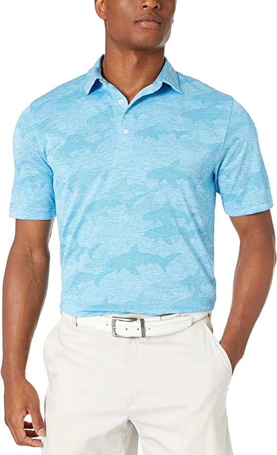 Greg Norman Mens Shark Jacquard Golf Polo Shirts