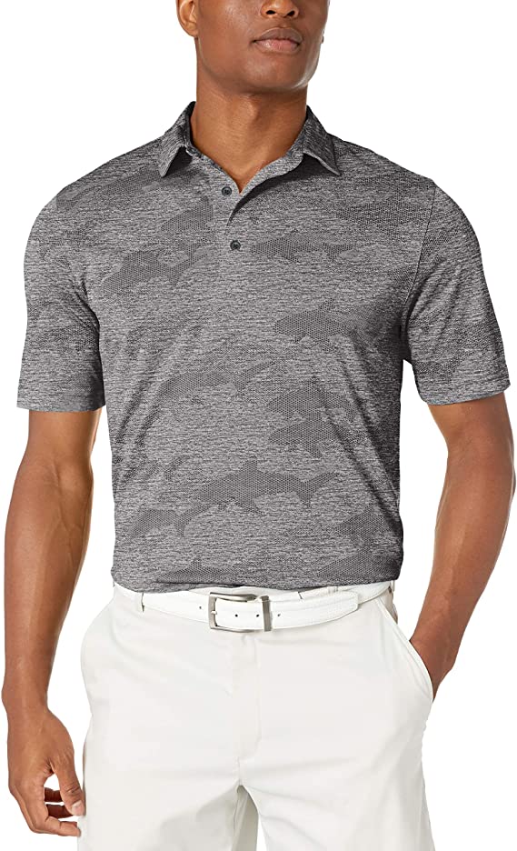 Greg Norman Mens Shark Jacquard Golf Polo Shirts