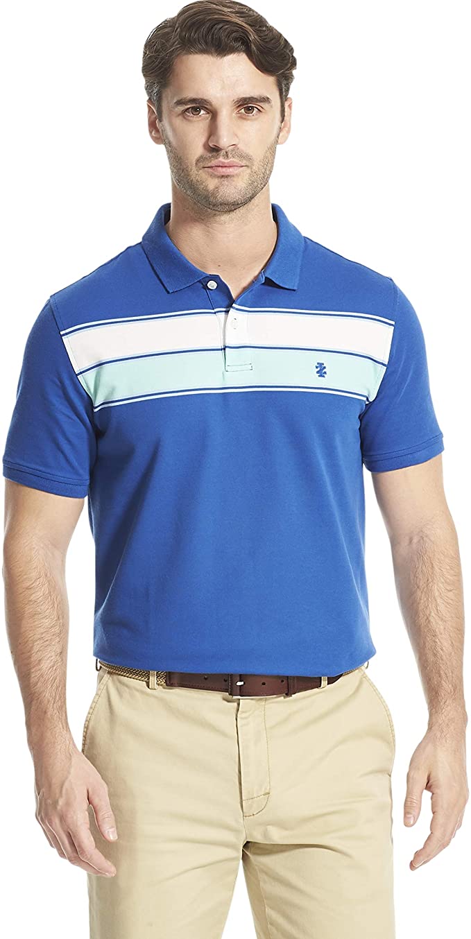 Izod Mens Advantage Performance Colorblock Golf Polo Shirts