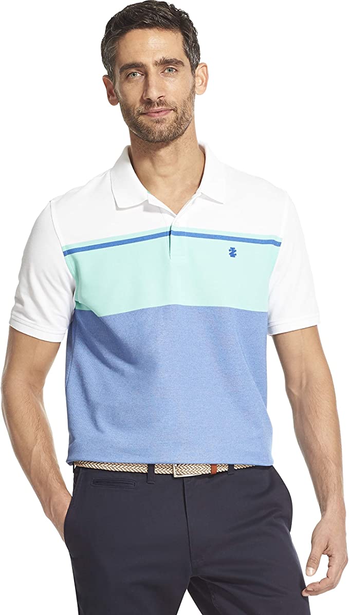 Izod Mens Advantage Performance Colorblock Golf Polo Shirts