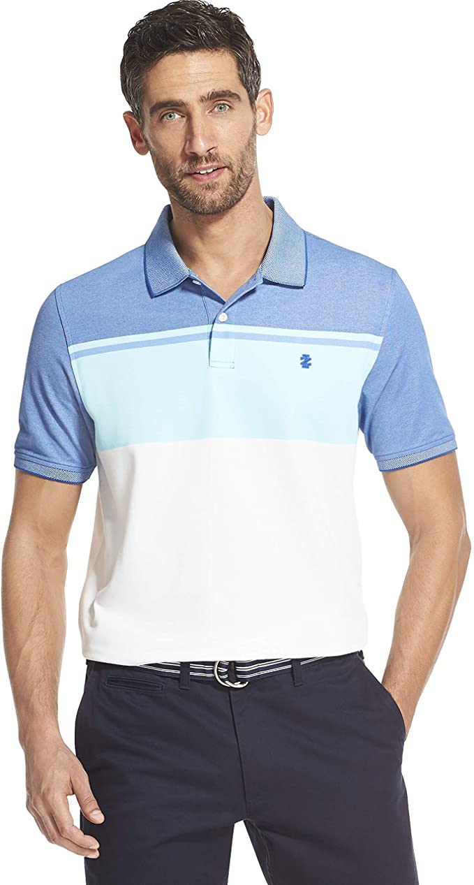 Izod Mens Advantage Performance Colorblock Golf Polo Shirts
