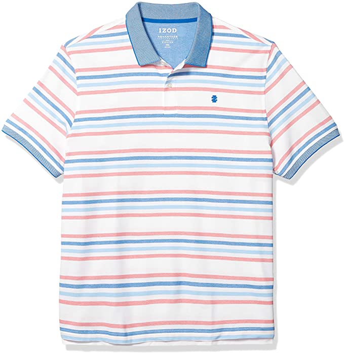 Izod Mens Advantage Performance Stripe Golf Polo Shirts