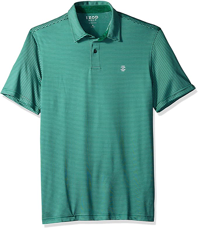 Izod Mens Performance Greenie Stripe Golf Polo Shirts