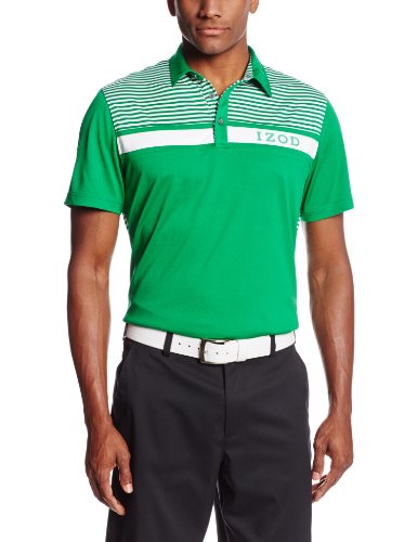 Izod Short Sleeve Chest Striped Pieced Golf Logo Polo Shirts