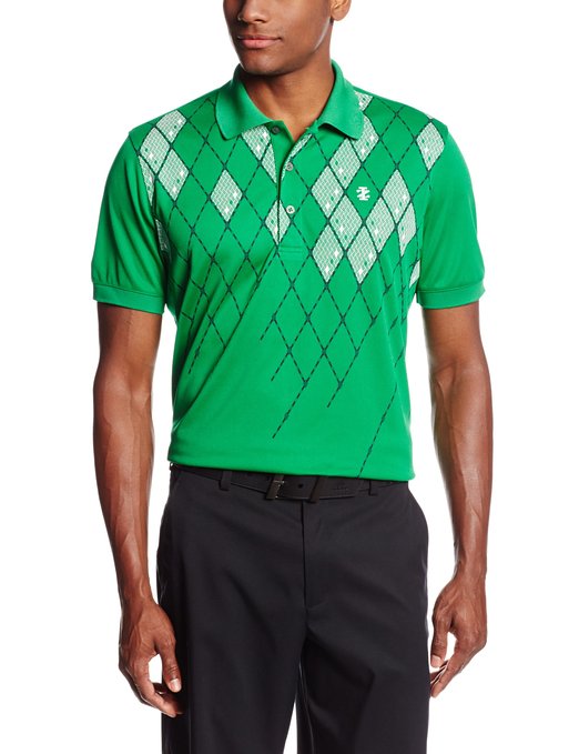 Mens Short Sleeve Diamond Print Golf Polo Shirts
