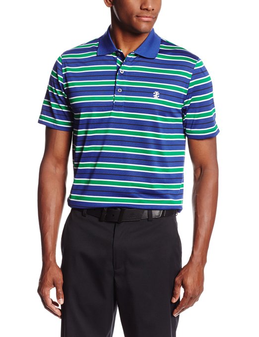 Mens Izod Short Sleeve Feeder Multi Stripe Golf Polo Shirts