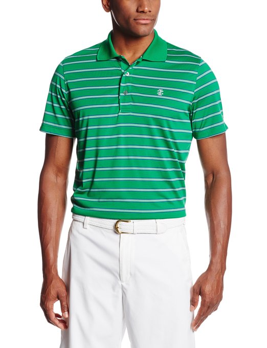 Mens Izod Short Sleeve Poly Striped Golf Polo Shirts