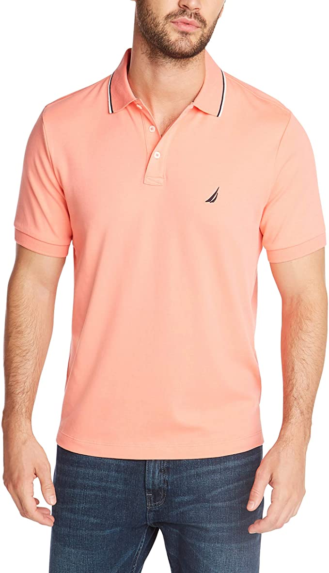 Mens Nautica Classic Fit Dual Tipped Collar Golf Polo Shirts