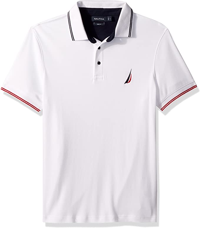 Mens Nautica Classic Fit Tipped Collar Golf Polo Shirts